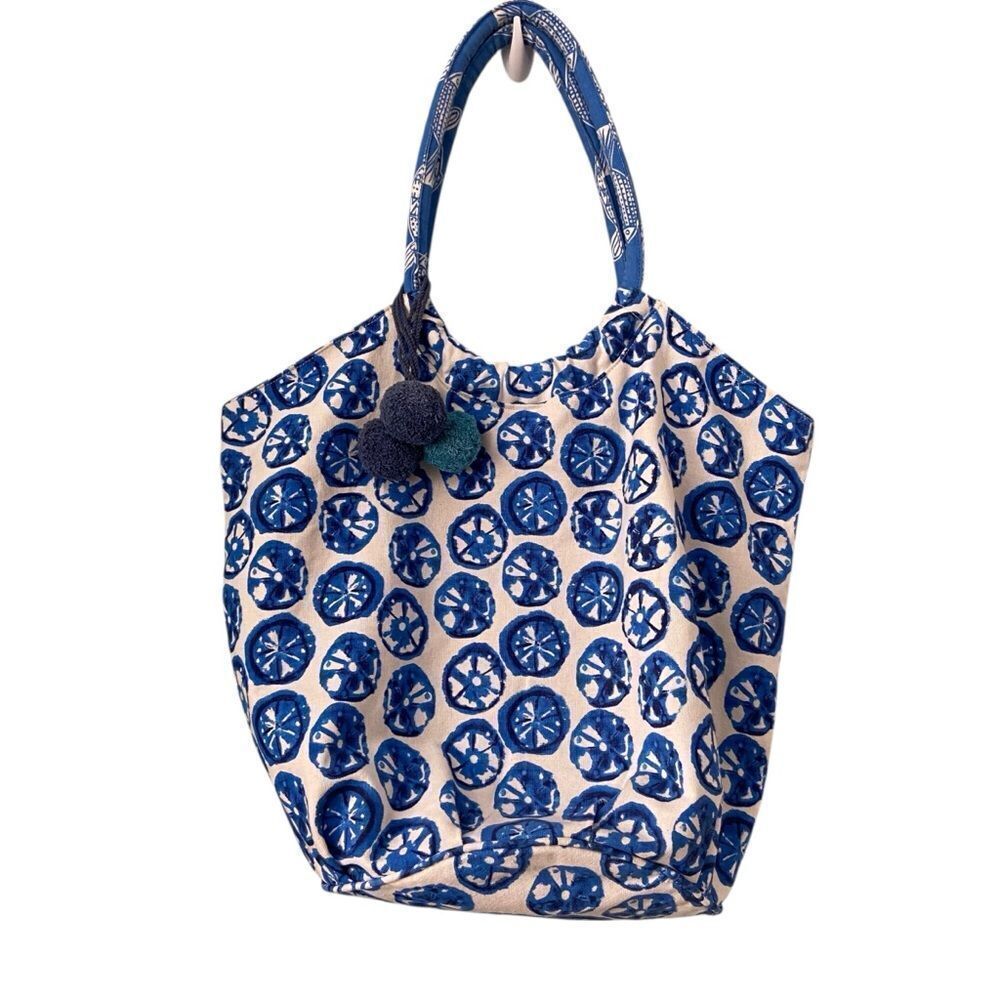 Blue Patterned Tote Bag